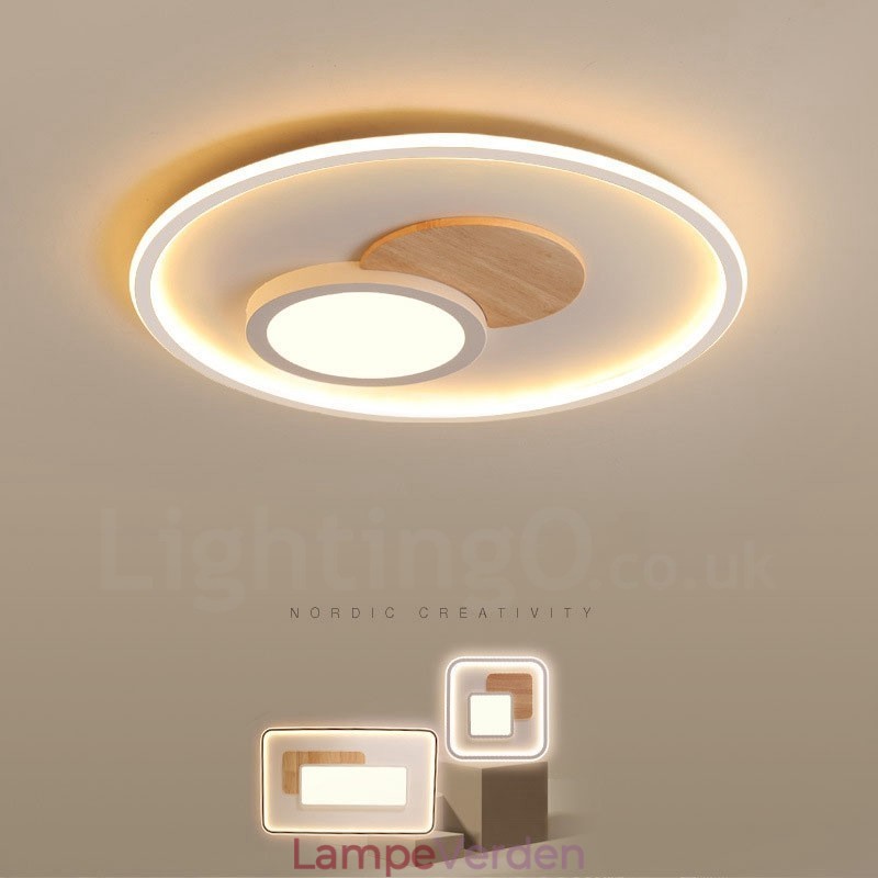 Trædæmpbar moderne moderne nordisk stil Flush Mount runde loftslamper med fjernbetjening kan også bruges som væglampe