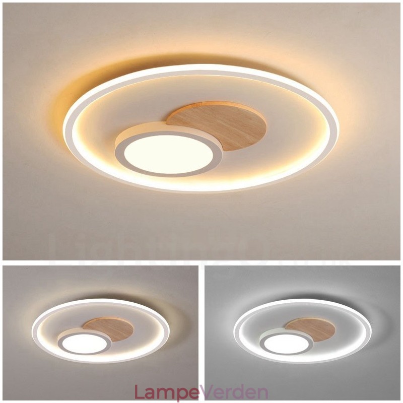 Trædæmpbar moderne moderne nordisk stil Flush Mount runde loftslamper med fjernbetjening kan også bruges som væglampe
