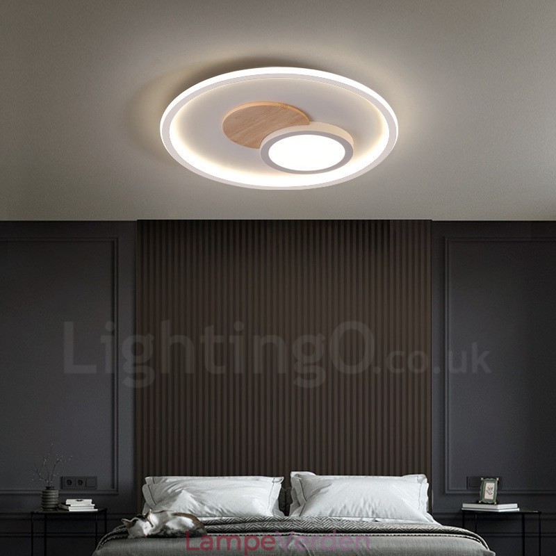 Trædæmpbar moderne moderne nordisk stil Flush Mount runde loftslamper med fjernbetjening kan også bruges som væglampe
