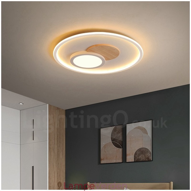 Trædæmpbar moderne moderne nordisk stil Flush Mount runde loftslamper med fjernbetjening kan også bruges som væglampe