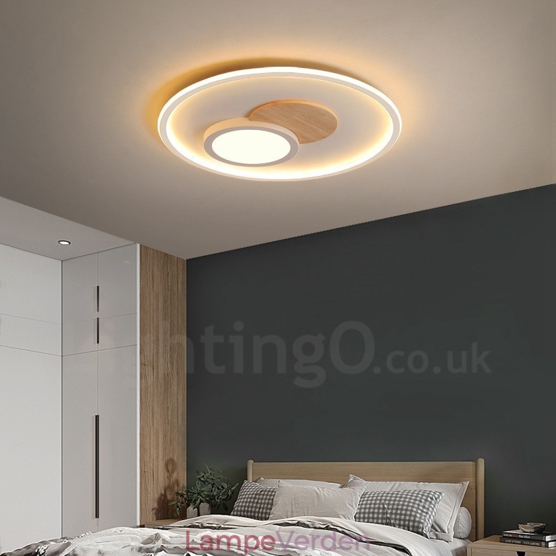 Trædæmpbar moderne moderne nordisk stil Flush Mount runde loftslamper med fjernbetjening kan også bruges som væglampe