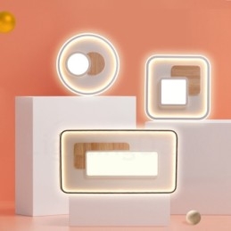 Trædæmpbar moderne moderne nordisk stil Flush Mount runde loftslamper med fjernbetjening kan også bruges som væglampe