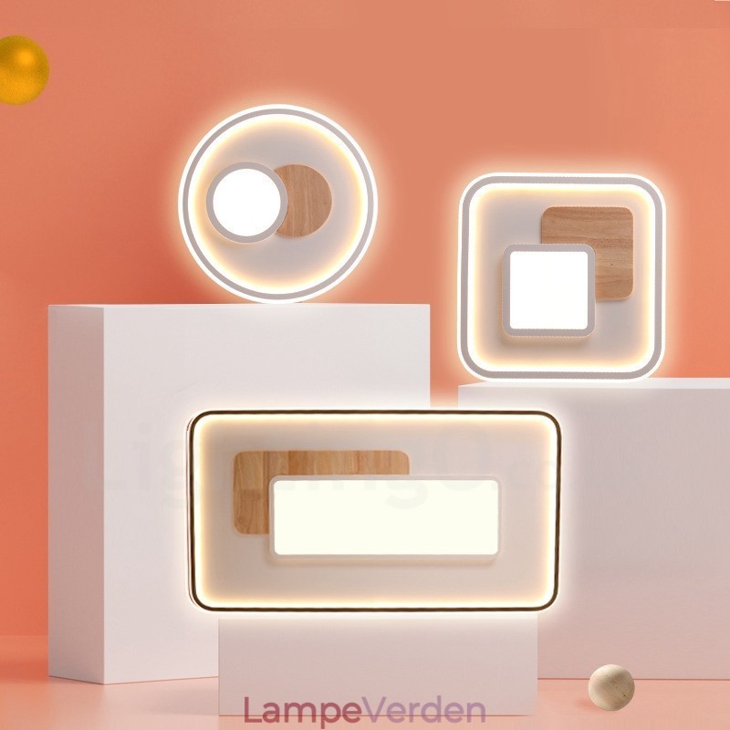 Trædæmpbar moderne moderne nordisk stil Flush Mount runde loftslamper med fjernbetjening kan også bruges som væglampe