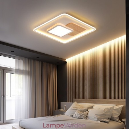Træ dæmpbar moderne moderne nordisk stil firkantede loftslamper med fjernbetjening kan også bruges som væglampe Træ dæmpbar moderne moderne nordisk stil firkantede loftslamper med fjernbetjening kan også bruges som væglampe