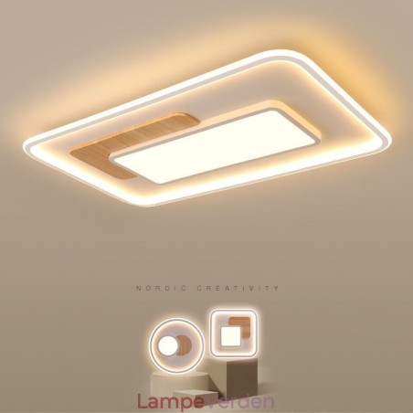 Træ dæmpbar moderne moderne nordisk stil rektangulære loftslamper med fjernbetjening kan også bruges som væglampe Træ dæmpbar moderne moderne nordisk stil rektangulære loftslamper med fjernbetjening kan også bruges som væglampe