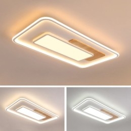 Træ dæmpbar moderne moderne nordisk stil rektangulære loftslamper med fjernbetjening kan også bruges som væglampe