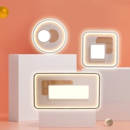 Træ dæmpbar moderne moderne nordisk stil rektangulære loftslamper med fjernbetjening kan også bruges som væglampe