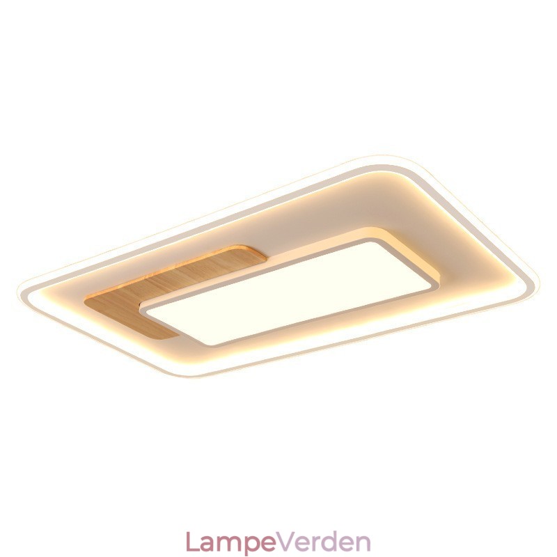 Træ dæmpbar moderne moderne nordisk stil rektangulære loftslamper med fjernbetjening kan også bruges som væglampe