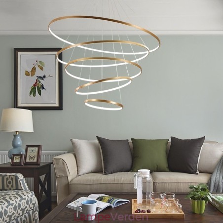 Stor 4 ringe 5 ringe sort hvidguld pendel moderne design Stor 4 ringe 5 ringe sort hvidguld pendel moderne design