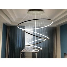 Stor 4 ringe 5 ringe sort hvidguld pendel moderne design