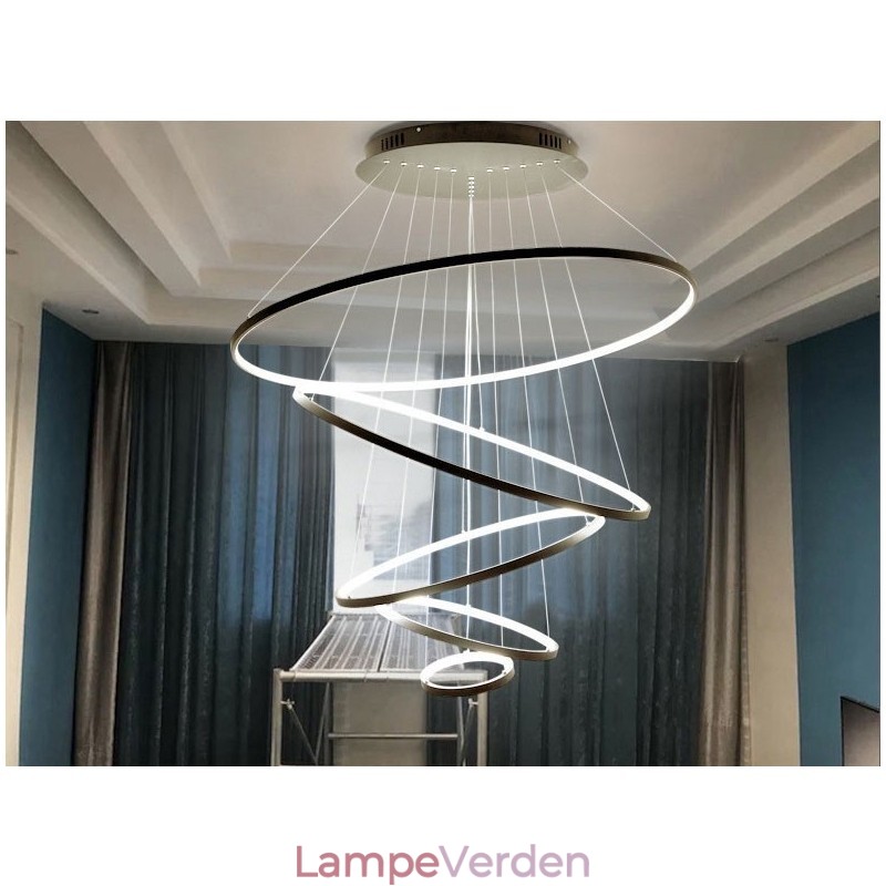 Stor 4 ringe 5 ringe sort hvidguld pendel moderne design