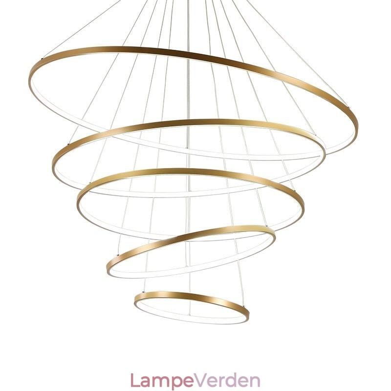 Stor 4 ringe 5 ringe sort hvidguld pendel moderne design