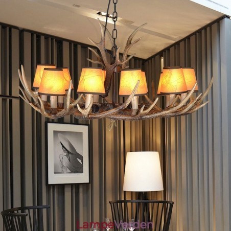 Retro Antler antik lysekrone med skærme Retro Antler antik lysekrone med skærme