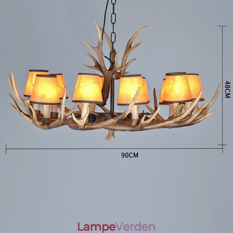 Retro Antler antik lysekrone med skærme