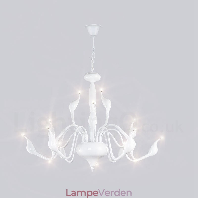 15 lys hvid moderne moderne galvaniseret metal lysekrone