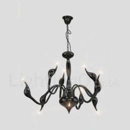 9 Lyse sort moderne moderne galvaniseret metal lysekrone