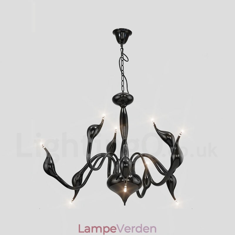 9 Lyse sort moderne moderne galvaniseret metal lysekrone