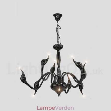 9 Lyse sort moderne moderne galvaniseret metal lysekrone 9 Lyse sort moderne moderne galvaniseret metal lysekrone