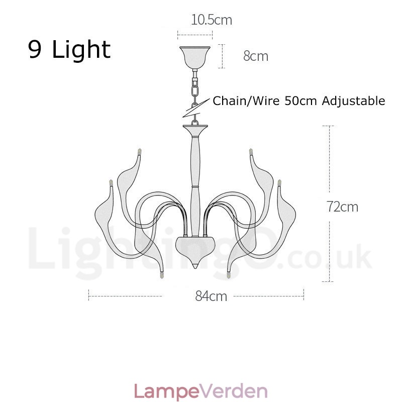 9 Let moderne moderne galvaniseret metal lysekrone
