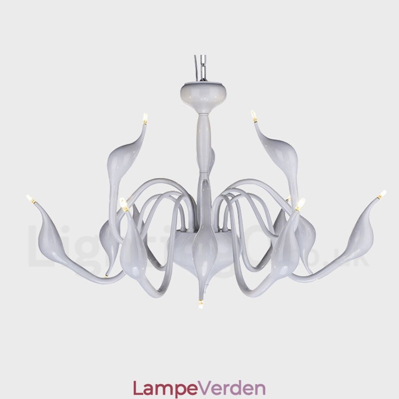 12 lys moderne svane hvid metal lysekrone pendel lys