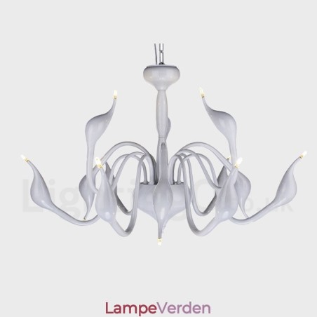 12 lys moderne svane hvid metal lysekrone pendel lys 12 lys moderne svane hvid metal lysekrone pendel lys