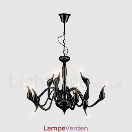 12 lys moderne svane sort metal lysekrone pendel lys 12 lys moderne svane sort metal lysekrone pendel lys