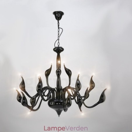 18 lys rustfrit stolpe Moderne Swan lysekrone lys G4 sort færdig 18 lys rustfrit stolpe Moderne Swan lysekrone lys G4 sort færdig