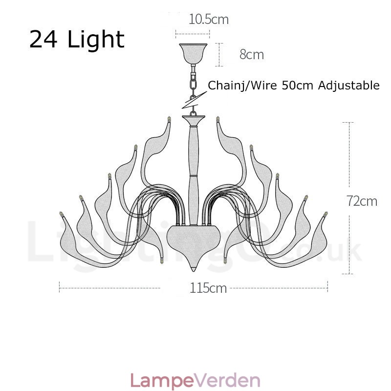 24 lys moderne svane lysekrone lys G4 hvid plating
