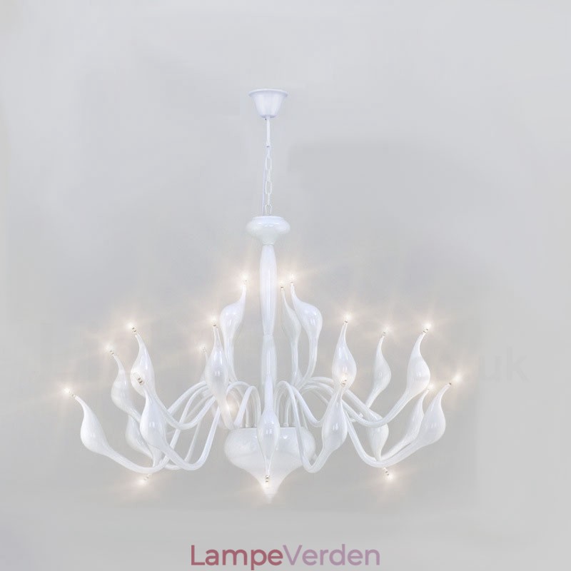 24 lys moderne svane lysekrone lys G4 hvid plating