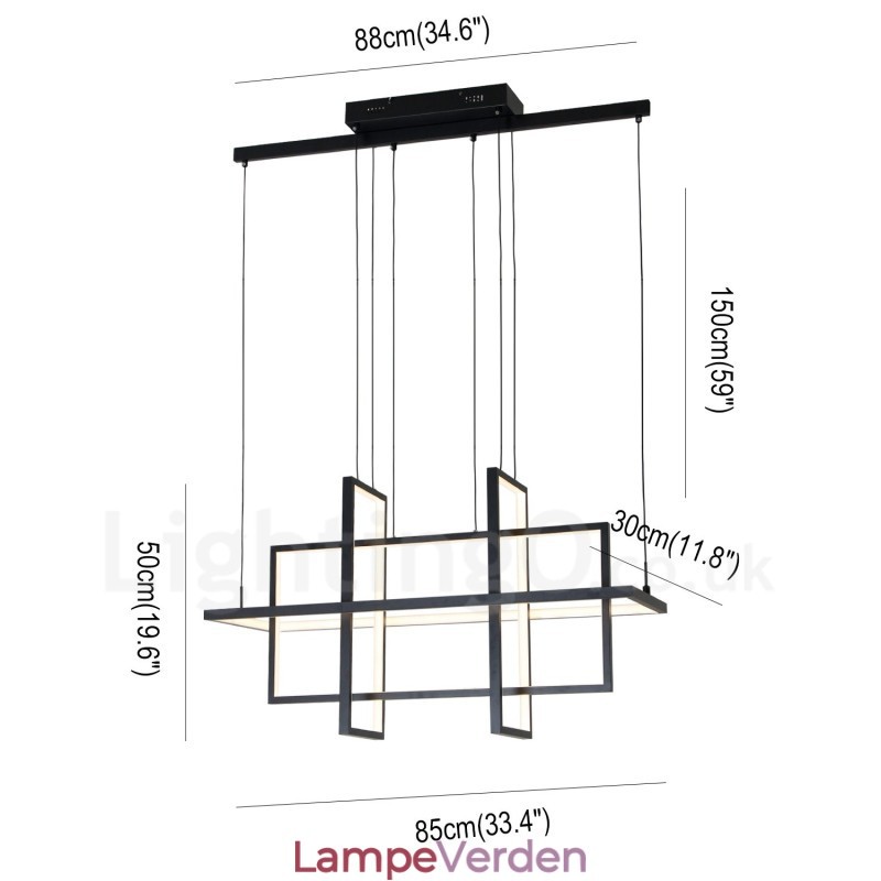Dæmpbar pendel moderne design fire rektangler