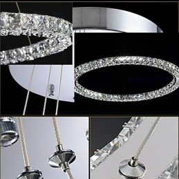 Krystal Pendel Belysning Modern Single D40CM Tre sider K9 Krystal Indendørs Loftslamper Lampearmaturer