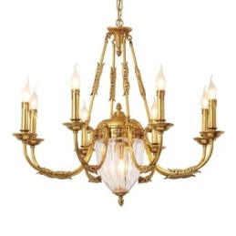 Luksus Fransk Hel Kobber Krystal Lysekrone Lampe Spisestue armatur Lysekrone