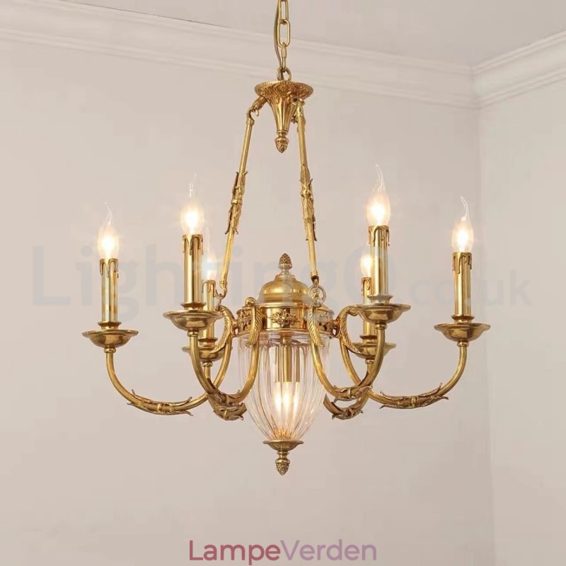 Luksus Fransk Hel Kobber Krystal Lysekrone Lampe Spisestue armatur Lysekrone