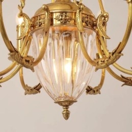 Luksus Fransk Hel Kobber Krystal Lysekrone Lampe Spisestue armatur Lysekrone