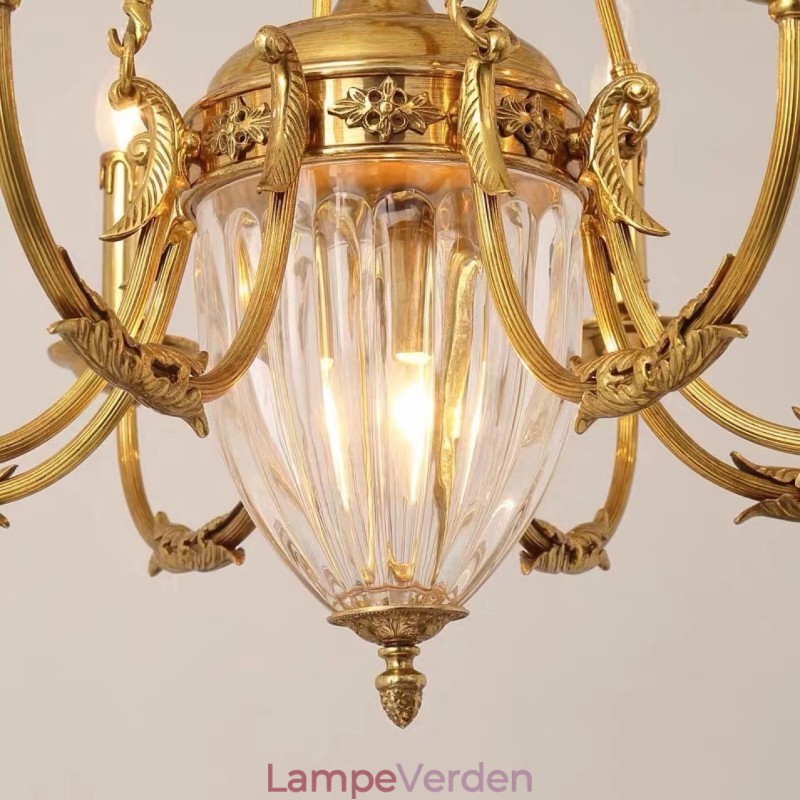 Luksus Fransk Hel Kobber Krystal Lysekrone Lampe Spisestue armatur Lysekrone