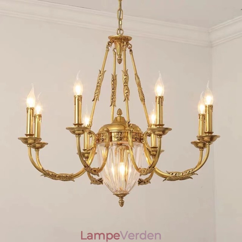 Luksus Fransk Hel Kobber Krystal Lysekrone Lampe Spisestue armatur Lysekrone