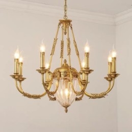 Luksus Fransk Hel Kobber Krystal Lysekrone Lampe Spisestue armatur Lysekrone