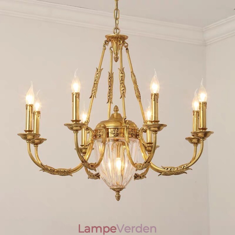 Luksus Fransk Hel Kobber Krystal Lysekrone Lampe Spisestue armatur Lysekrone