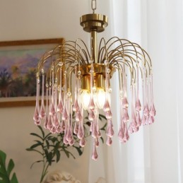 Vanddråbe armatur i glas lysekrone