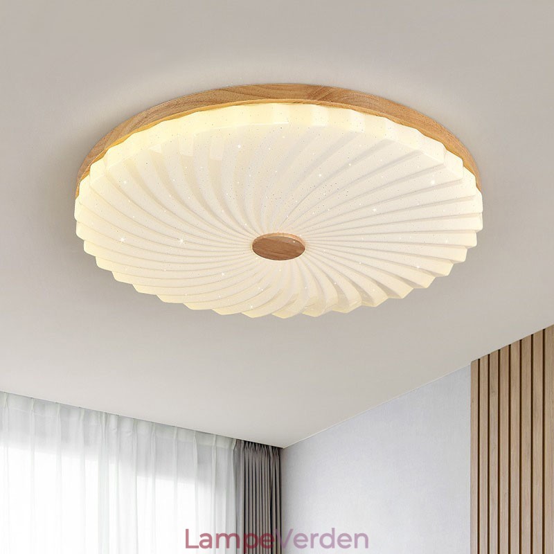 Nordisk Rund Enkel Moderne Massivt Træ Indsænket Loftslampe