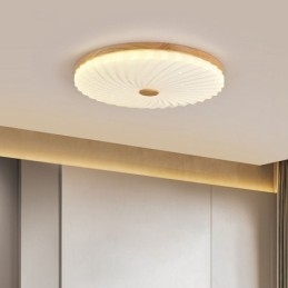 Nordisk Rund Enkel Moderne Massivt Træ Indsænket Loftslampe