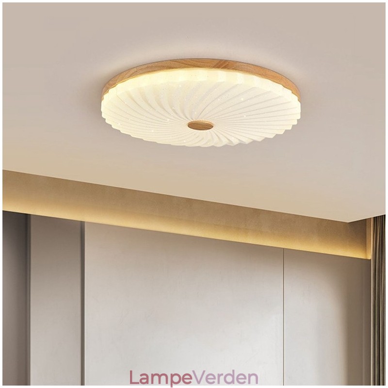 Nordisk Rund Enkel Moderne Massivt Træ Indsænket Loftslampe