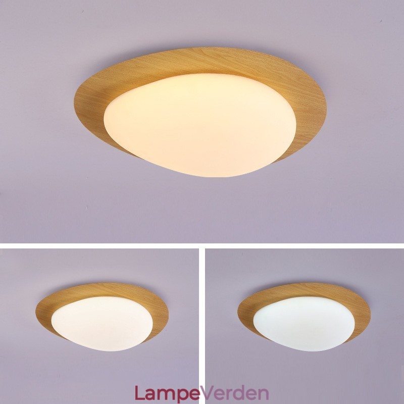 Dæmpbar Full Spectrum Øjenbeskyttelse Nordic Log Grain Pebble Loftslampe