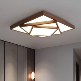 3 etagers firkantet sort valnøddetræ Moderne moderne nordisk stil flush-mount træloftslampe kan også bruges som væglampe