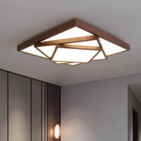 3 etagers firkantet sort valnøddetræ Moderne moderne nordisk stil flush-mount træloftslampe kan også bruges som væglampe 3 etagers firkantet sort valnøddetræ Moderne moderne nordisk stil flush-mount træloftslampe kan også bruges som væglampe