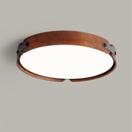Nordisk Rund Simple Sort Valnød Træ Flush Mounted Loftslampe