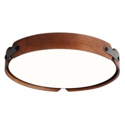Nordisk Rund Simple Sort Valnød Træ Flush Mounted Loftslampe