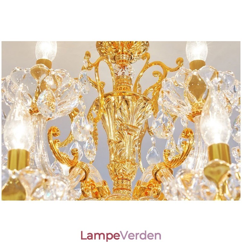 6 lys 8 lys luksus guld farve krystal stearinlys lysekrone