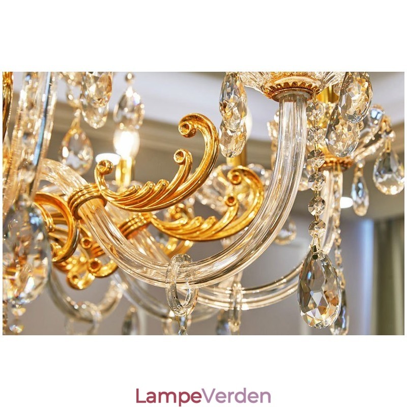 6 lys 8 lys luksus guld farve krystal stearinlys lysekrone