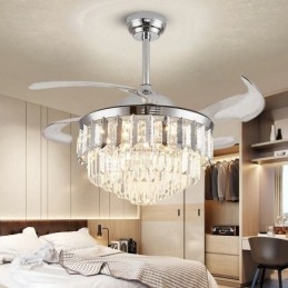 Optrækkelig Loftsventilator Lys Krystal Loftsventilator